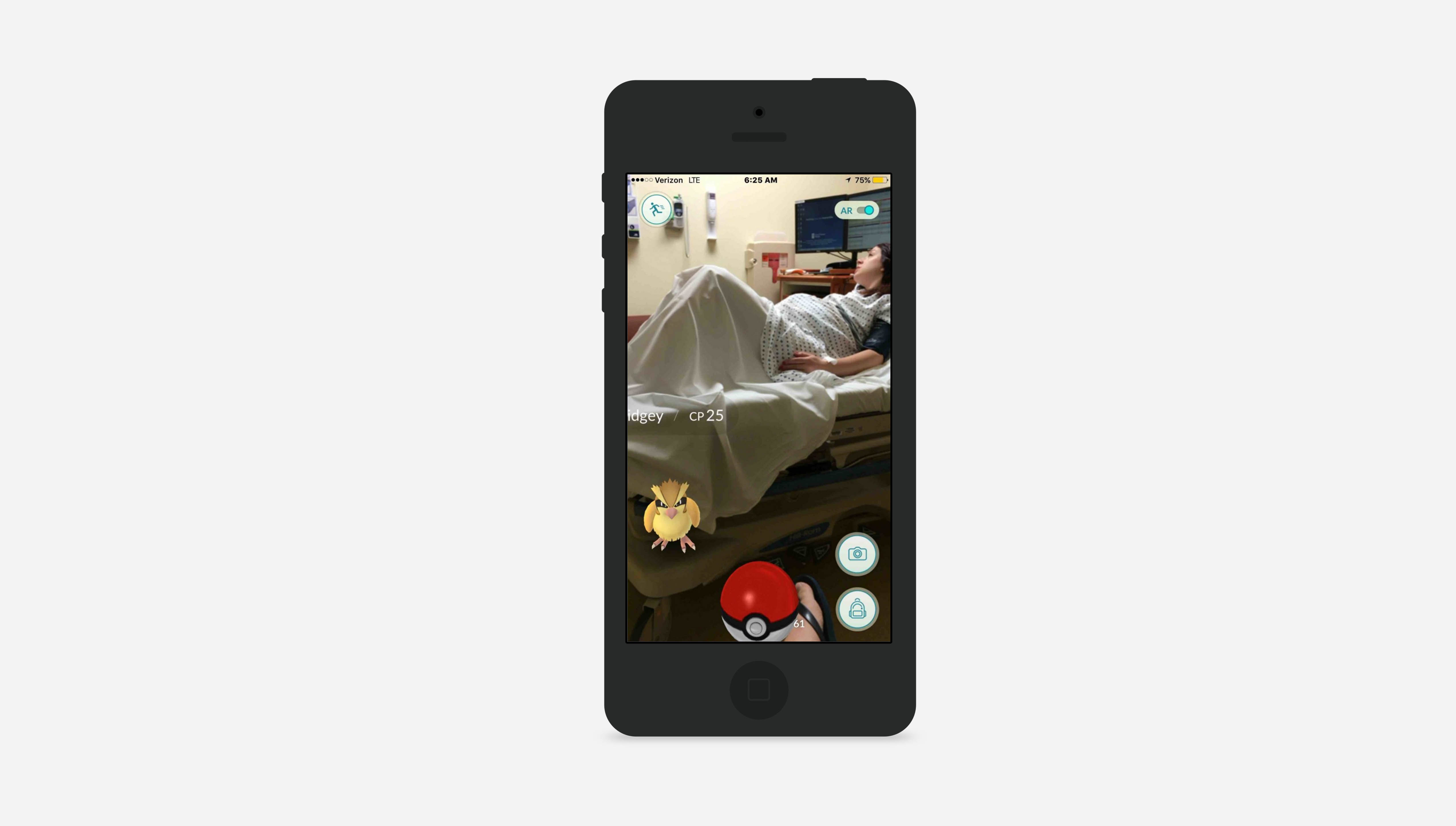 Early Pokémania: A man playing while his wife was in labor.