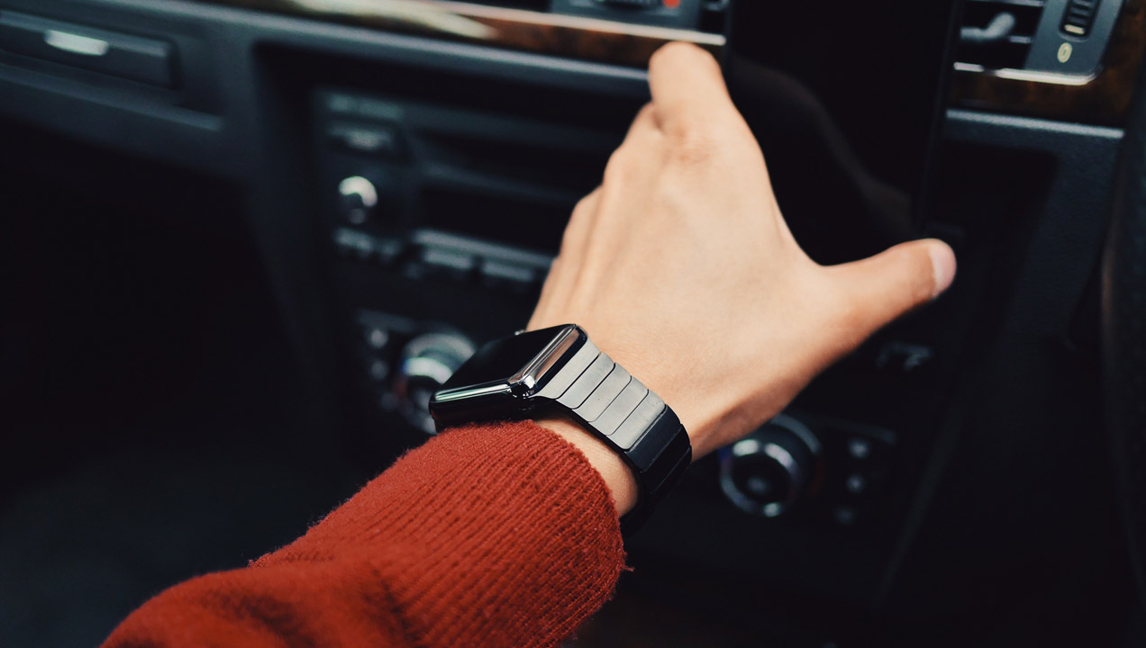 Apple watch being used in a car