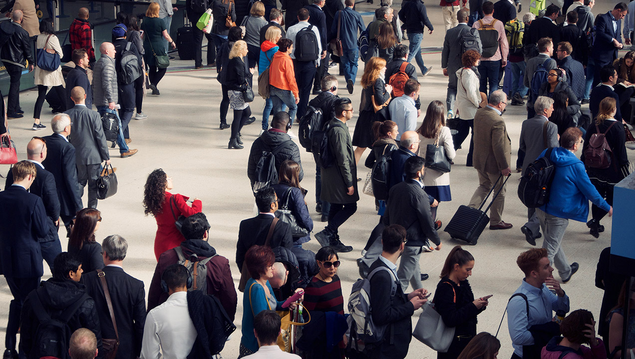 Crowd in station