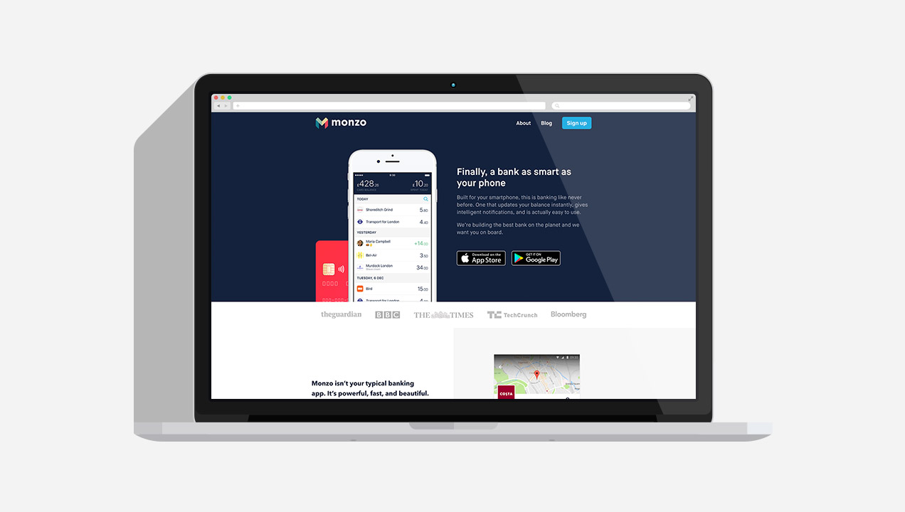 Monzo webpage