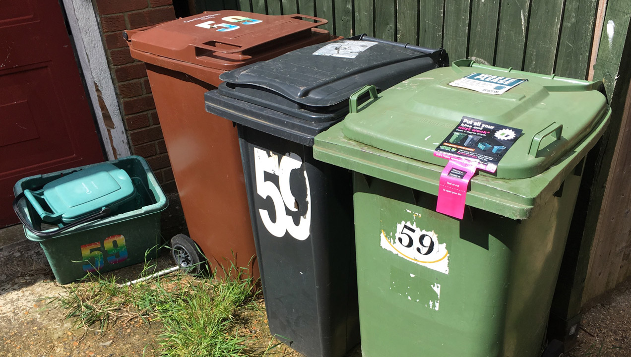 Image of the bins Mark has to use at his home