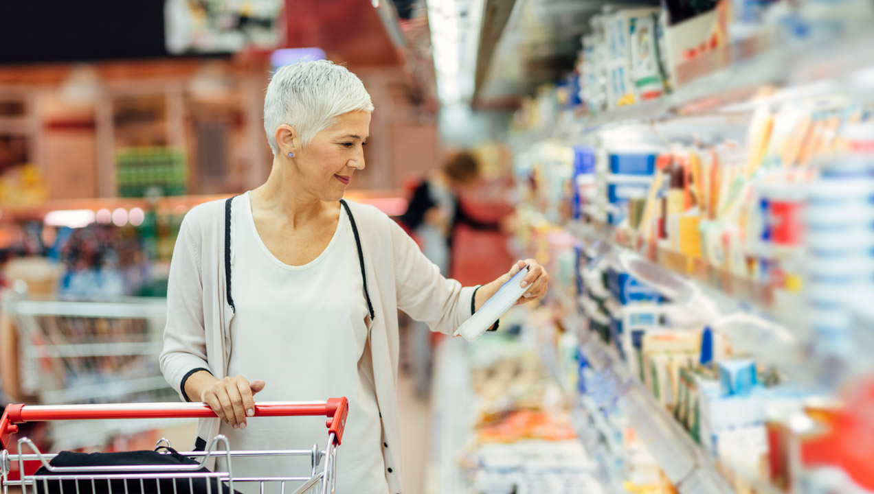 A lady shopping at a supermarket