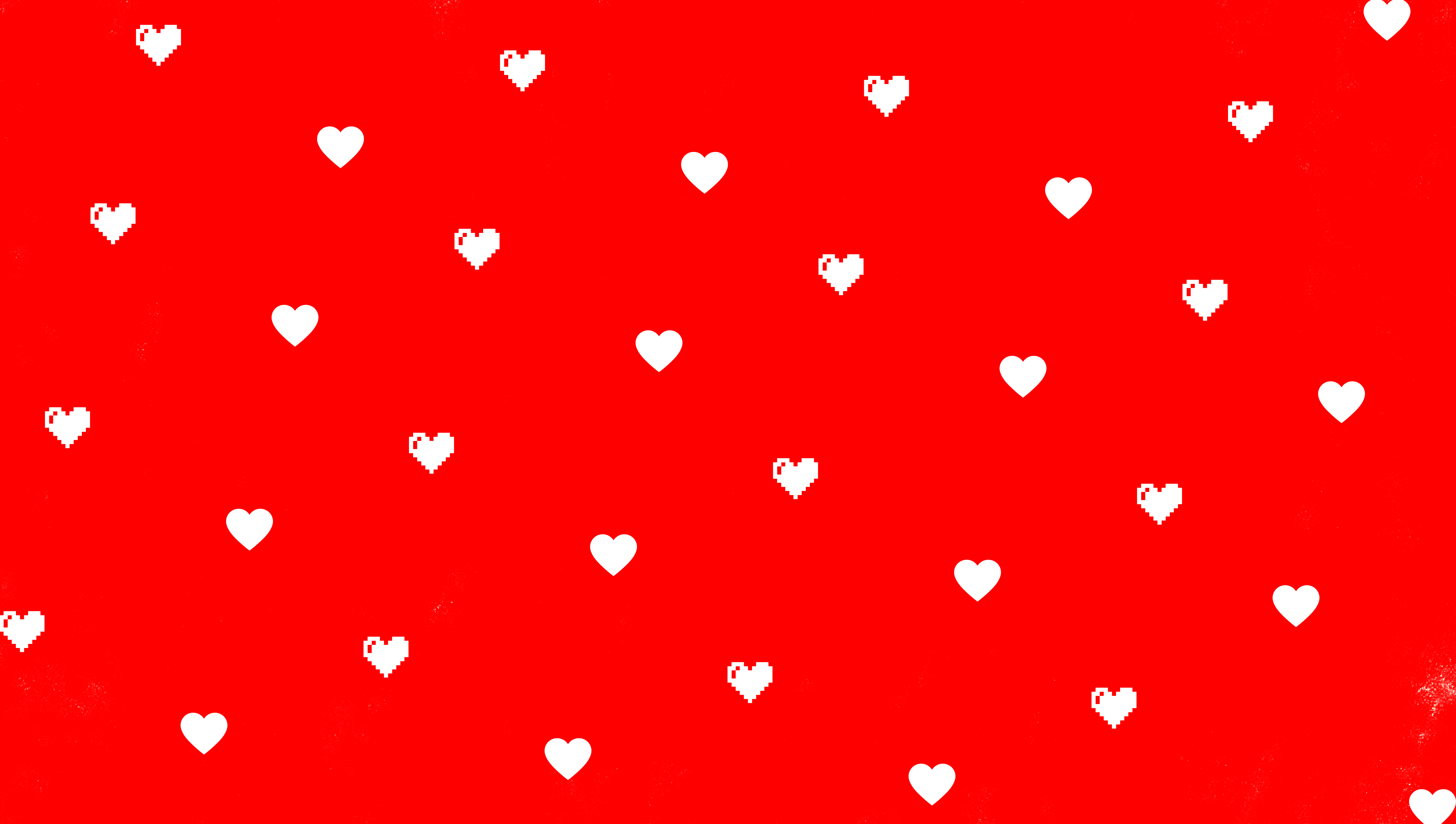 Love hearts on a red background