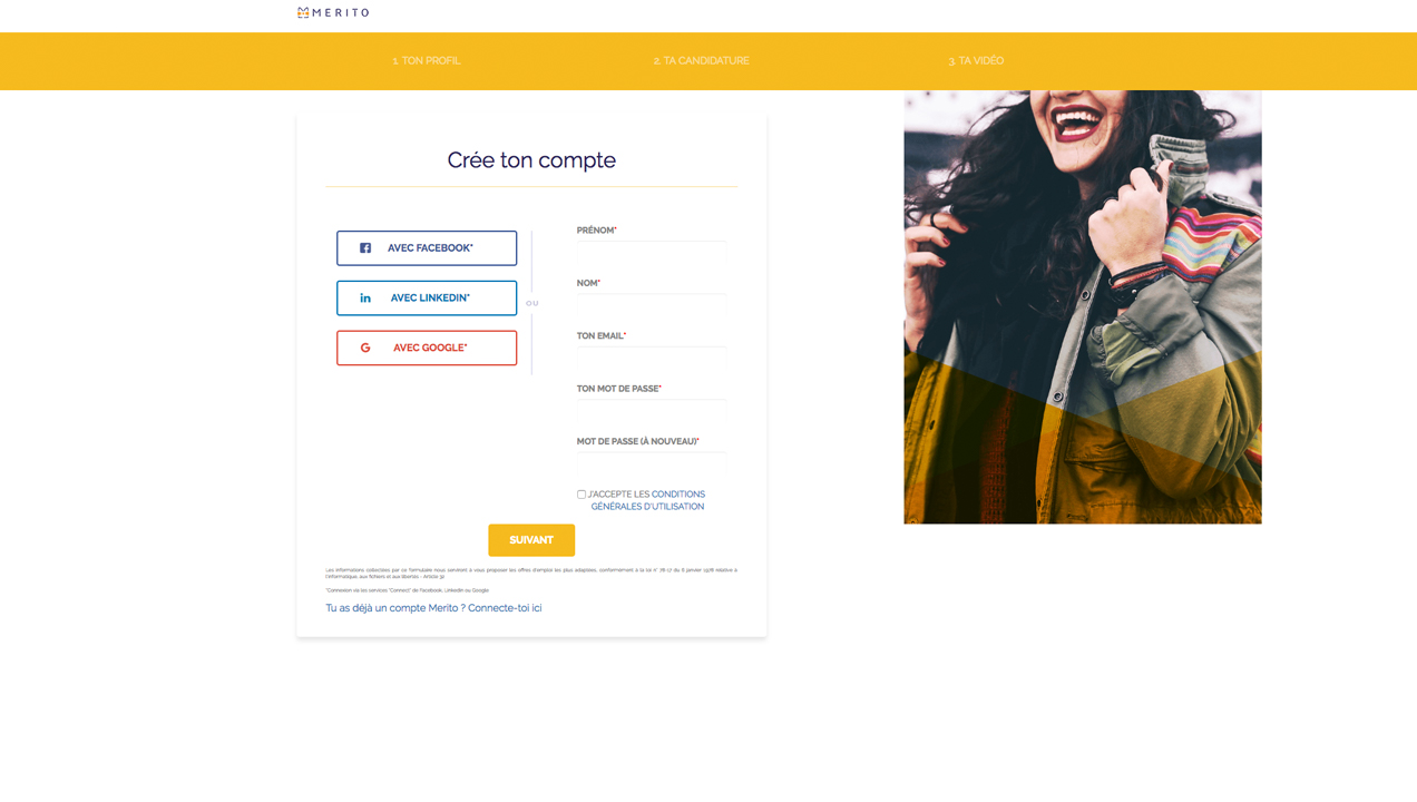 Registration screen