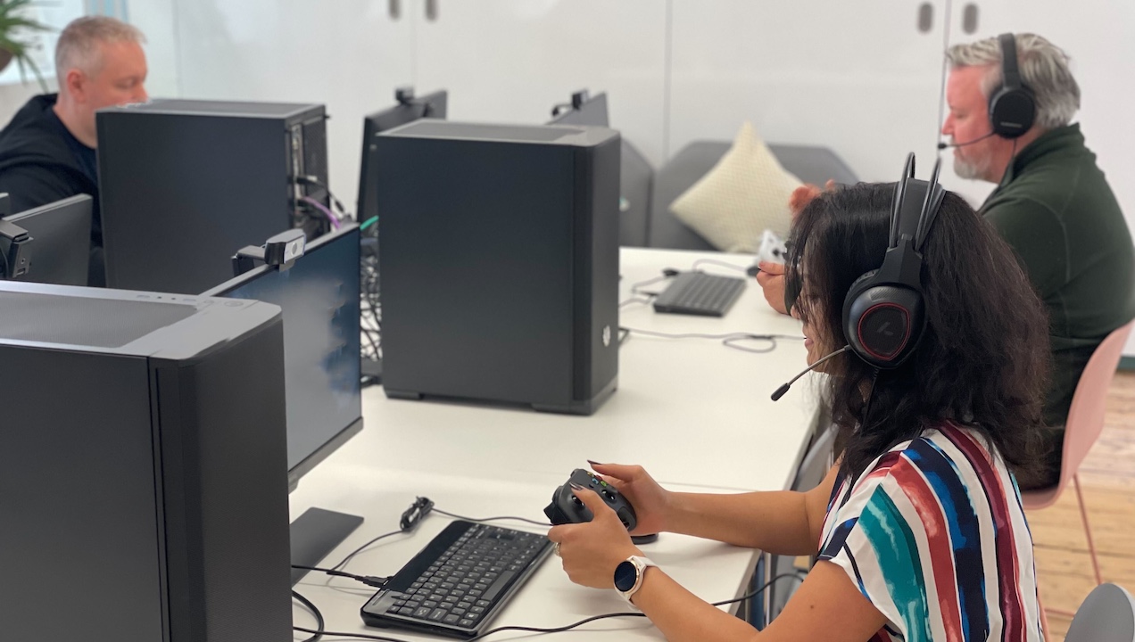 Three gamers taking part in playtesting