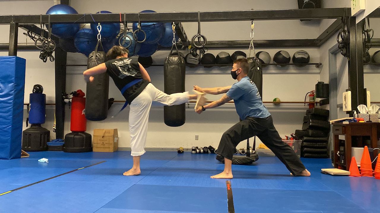 Nicole Laborde practising Karate