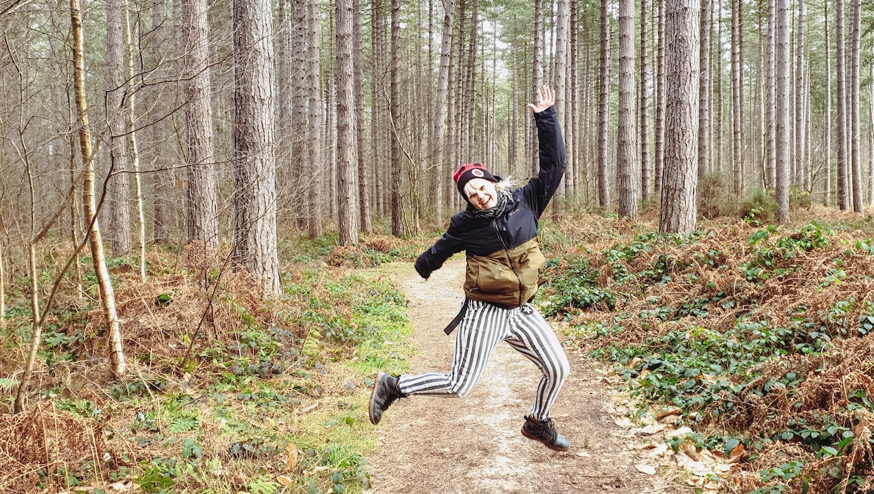 Women walking in woods