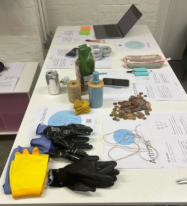 Table with empathy workshop materials